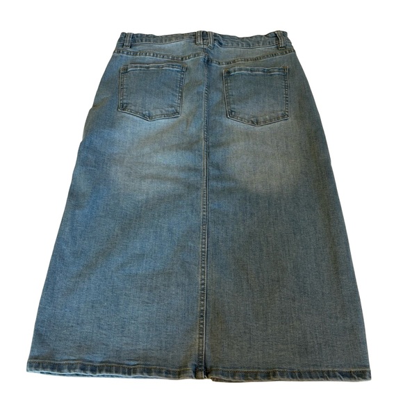 Denim A-Line Midi Stretch Skirt Size 10 Great Pre-Loved Condition - Picture 8 of 11